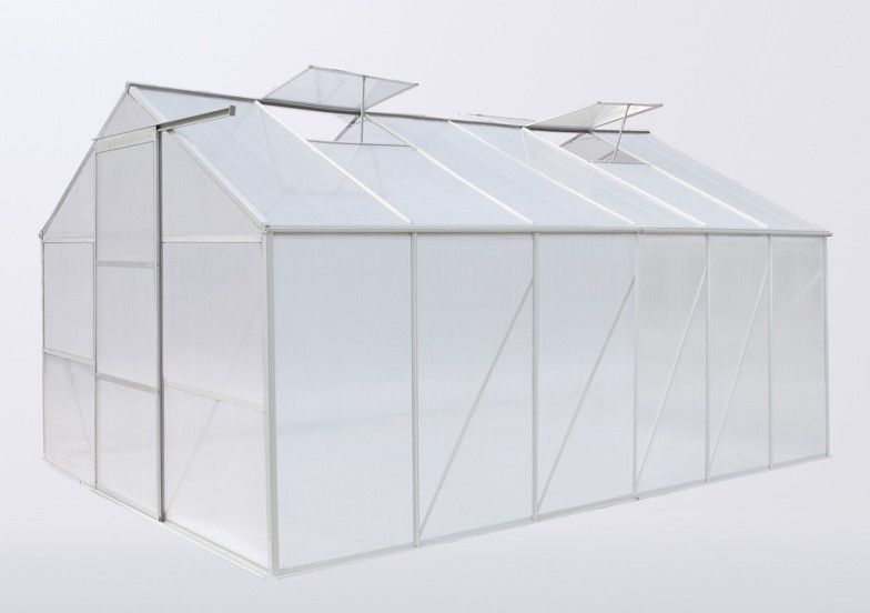 estufa do jardim da casa do policarbonato de 4mm/de 6mm para o berçário/flor, única porta deslizante